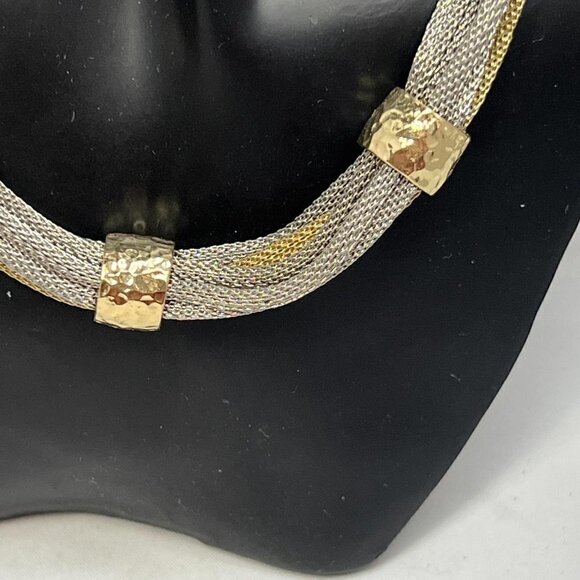 Ballet silver and gold corded chain with hammered gold beads necklace - Picture 3 of 7